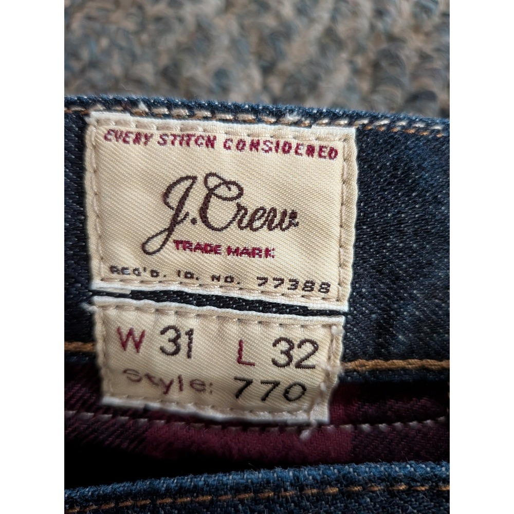 J.Crew 770 Straight Flannel Lined Japanese Kaihara Denim Jeans 31x32 Dark Wash - Picture 4 of 8
